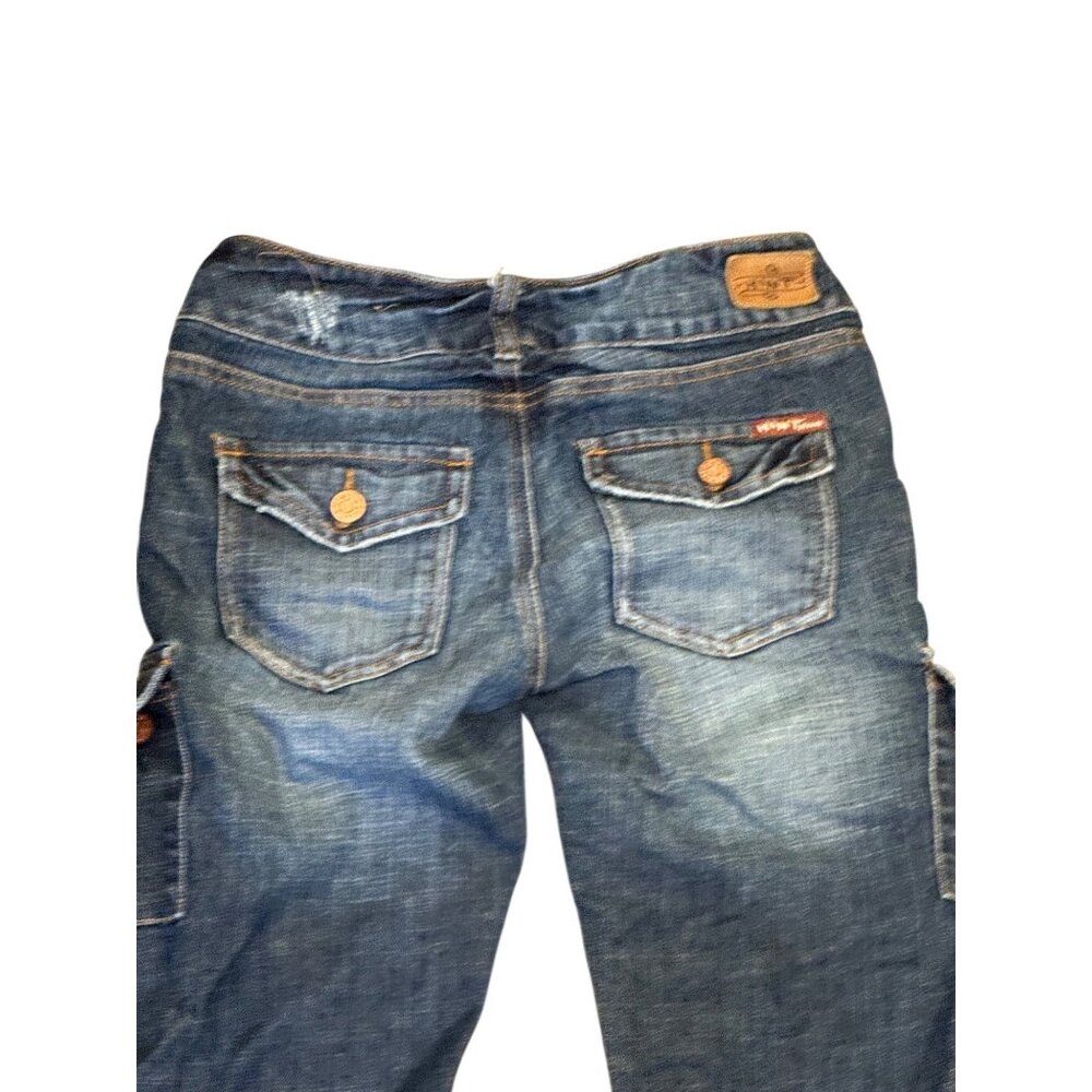 vintage Hint Jeans Distressed Denim Cargo Capri Pants Ankles Size 0 - Picture 7 of 8